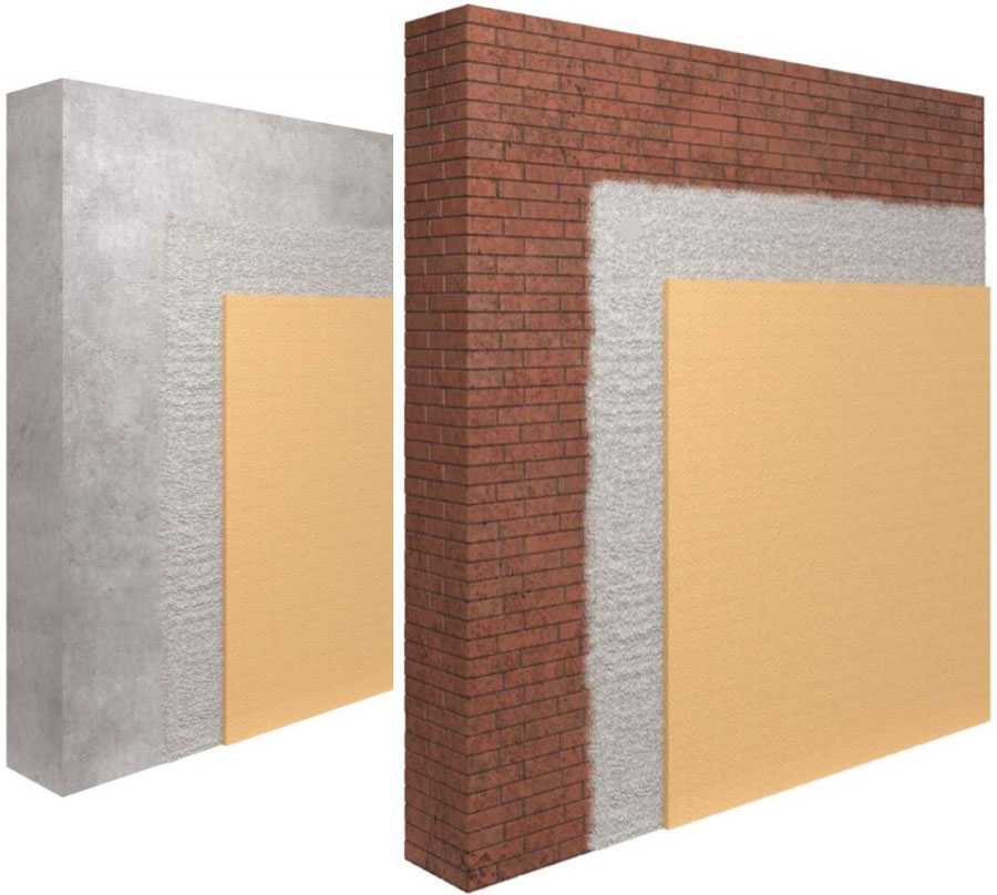 Brick blockwork with scratch finish, System
